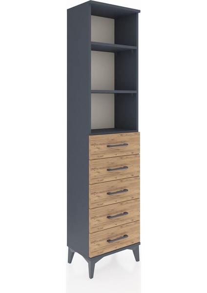 Arges Dolap 3 Raflı 5 Çekmeceli 44X30X182 Antrasit-Çam fiyatları