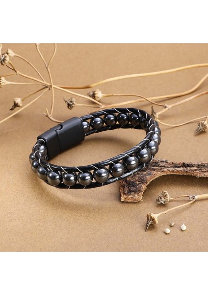 Hematit Doğaltaşlı Deri Bileklik 31832B2D8M5 modelleri