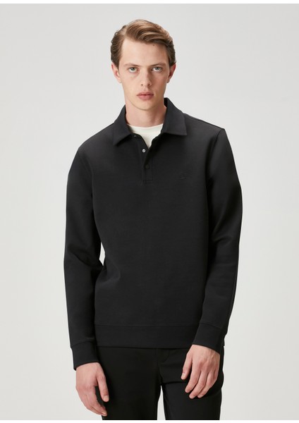 Siyah Polo Yaka Sweatshirt modelleri