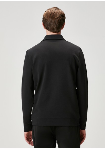 Siyah Polo Yaka Sweatshirt indirimleri