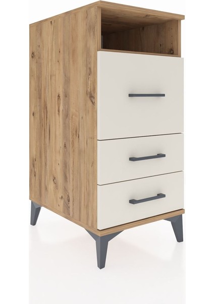 Kronos Komodin Tek Raflı 3 Çekmeceli 44X59X96 Çam-Aytaşı fiyatları