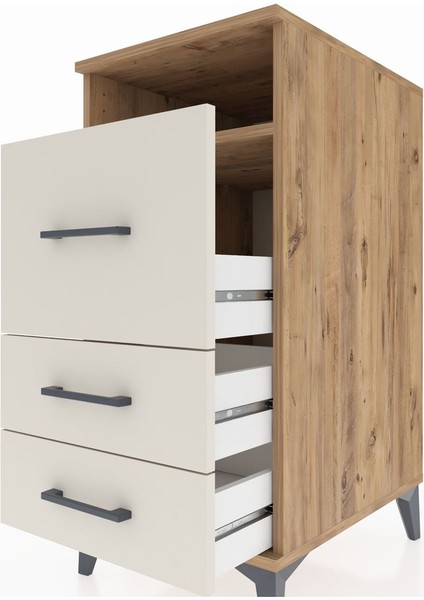 Kronos Komodin Tek Raflı 3 Çekmeceli 44X59X96 Çam-Aytaşı indirimleri