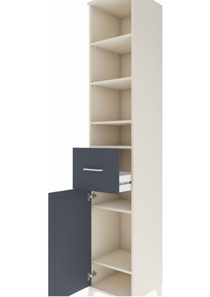 Hyperion Dolap 6 Raflı Tek Çekmeceli Tek Kapaklı 44X44X243 Aytaşı-Antrasit indirimleri