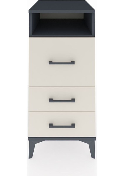 Kronos Komodin Tek Raflı 3 Çekmeceli 44X59X96 Antrasit-Aytaşı