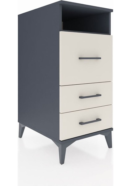 Kronos Komodin Tek Raflı 3 Çekmeceli 44X59X96 Antrasit-Aytaşı fiyatları