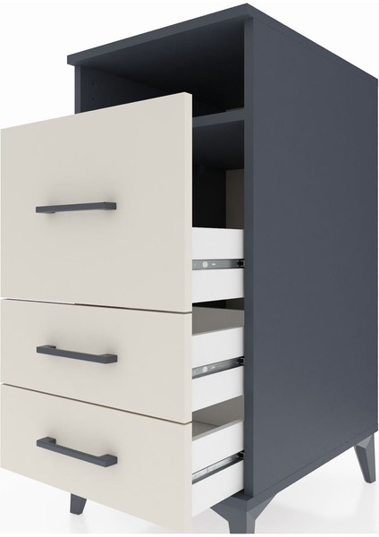 Kronos Komodin Tek Raflı 3 Çekmeceli 44X59X96 Antrasit-Aytaşı indirimleri