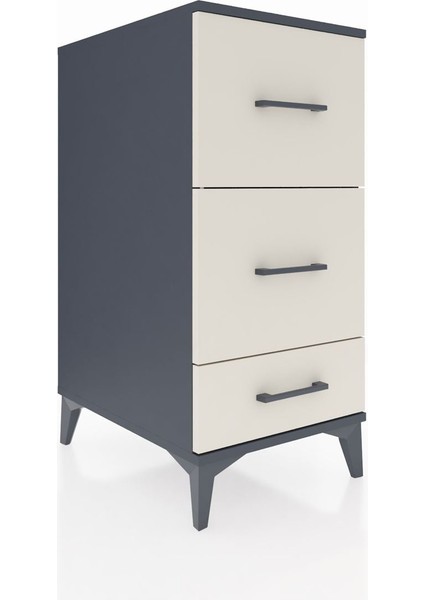 Kronos Komodin 3 Çekmeceli 44X59X96 Antrasit-Aytaşı fiyatları