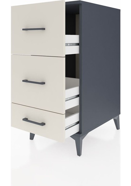 Kronos Komodin 3 Çekmeceli 44X59X96 Antrasit-Aytaşı fırsatları