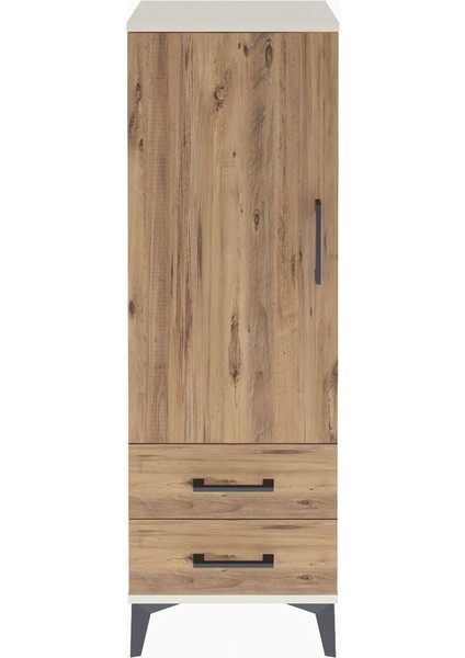 Arges Dolap Tek Raflı 2 Çekmeceli Tek Askılı 44X30X134 Aytaşı-Çam