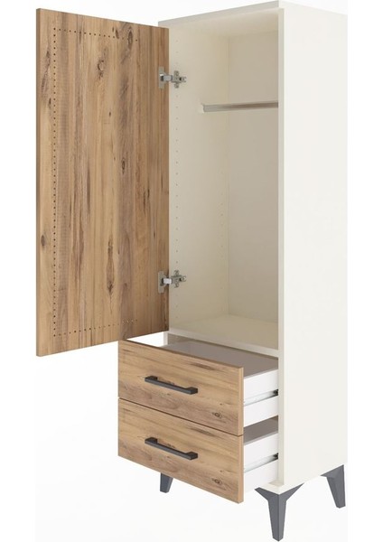 Arges Dolap Tek Raflı 2 Çekmeceli Tek Askılı 44X30X134 Aytaşı-Çam fırsatları