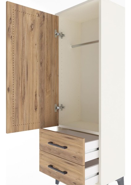Arges Dolap Tek Raflı 2 Çekmeceli Tek Askılı 44X30X134 Aytaşı-Çam indirimleri