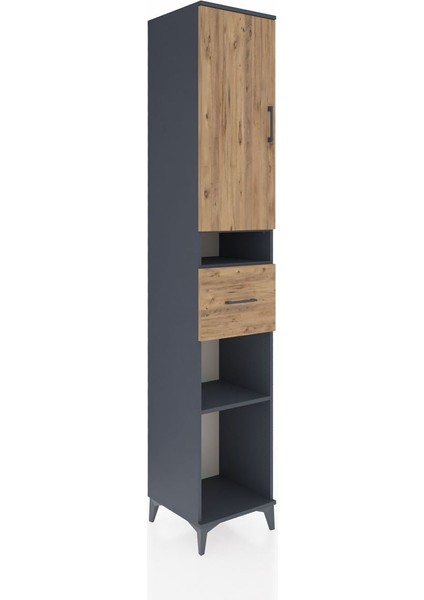 Hyperion Dolap 5 Raflı Tek Çekmeceli Tek Kapaklı 44X44X243 Antrasit-Çam fiyatları