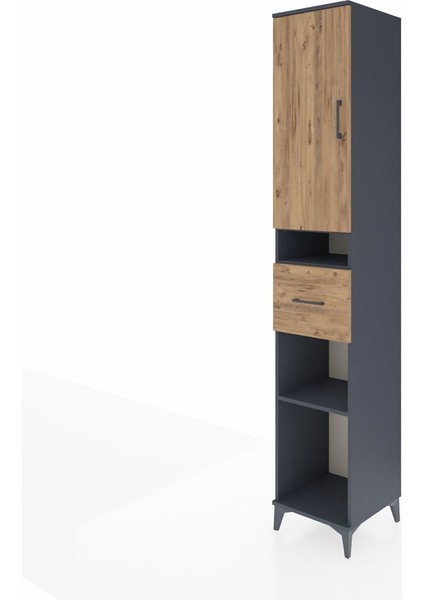 Hyperion Dolap 5 Raflı Tek Çekmeceli Tek Kapaklı 44X44X243 Antrasit-Çam modelleri