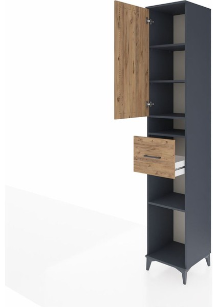 Hyperion Dolap 5 Raflı Tek Çekmeceli Tek Kapaklı 44X44X243 Antrasit-Çam fırsatları