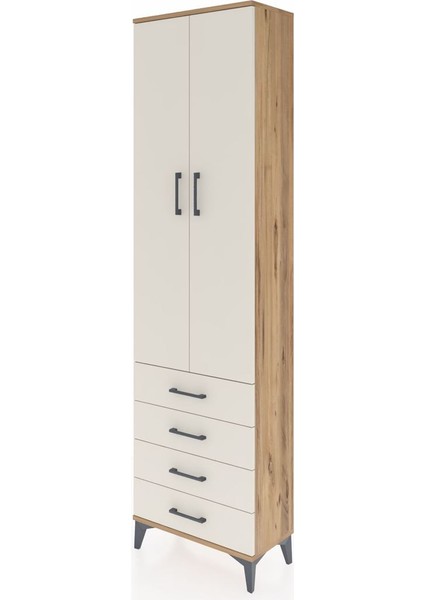 Arges Dolap 4 Raflı 4 Çekmeceli 2 Kapaklı 60X30X221 Çam-Aytaşı modelleri