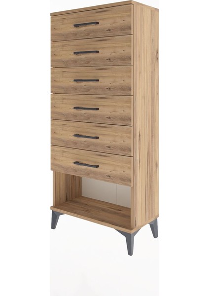 Arges Dolap 6 Çekmeceli 60X30X134 Çam-Çam modelleri