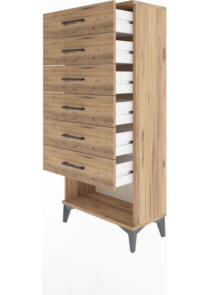Arges Dolap 6 Çekmeceli 60X30X134 Çam-Çam fırsatları