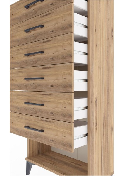 Arges Dolap 6 Çekmeceli 60X30X134 Çam-Çam indirimleri