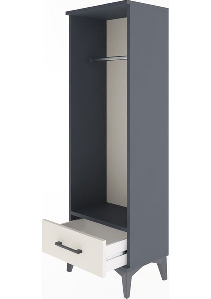 Arges Dolap Tek Raflı Tek Çekmeceli Tek Askılı 44X30X134 Antrasit-Aytaşı fırsatları