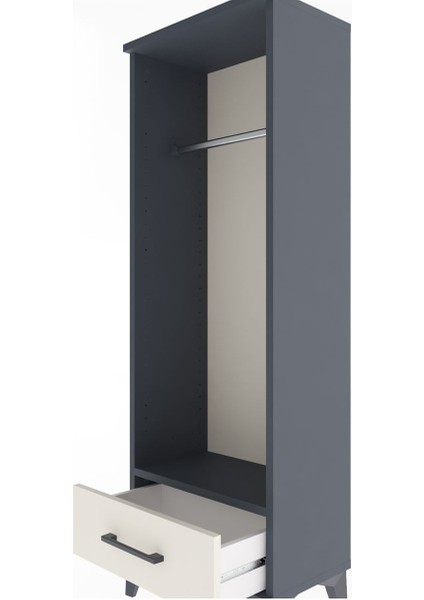 Arges Dolap Tek Raflı Tek Çekmeceli Tek Askılı 44X30X134 Antrasit-Aytaşı indirimleri