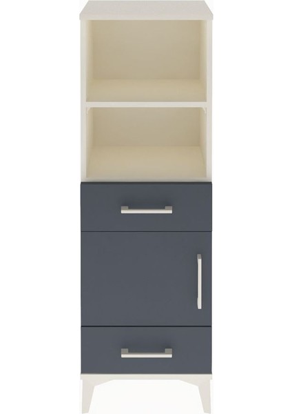 Arges Dolap 3 Raflı 2 Çekmeceli Tek Kapaklı 44X30X134 Aytaşı-Antrasit