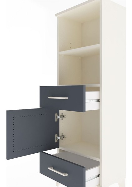 Arges Dolap 3 Raflı 2 Çekmeceli Tek Kapaklı 44X30X134 Aytaşı-Antrasit indirimleri