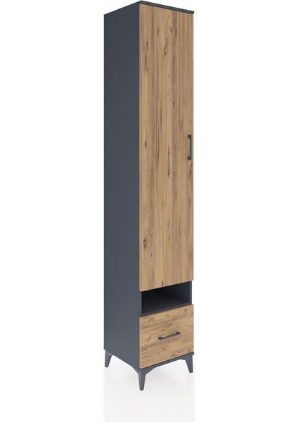 Hyperion Dolap 6 Raflı Tek Çekmeceli Tek Kapaklı 44X44X243 Antrasit-Çam fiyatları