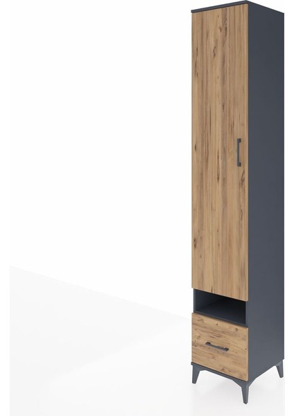 Hyperion Dolap 6 Raflı Tek Çekmeceli Tek Kapaklı 44X44X243 Antrasit-Çam modelleri