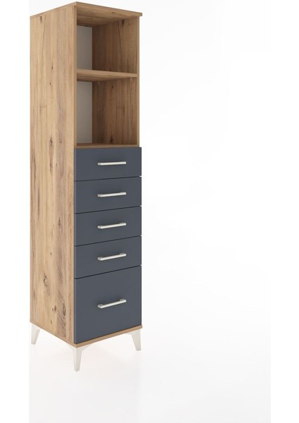 Hyperion Dolap 2 Raflı 5 Çekmeceli 44X44X182 Çam-Antrasit fiyatları