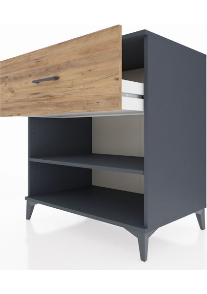 Kronos Şifonyer Tek Raflı Tek Çekmeceli 88X59X96 Antrasit-Çam indirimleri
