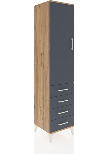 Hyperion Dolap 4 Raflı 4 Çekmeceli Tek Kapaklı 44X44X195 Çam-Antrasit fiyatları