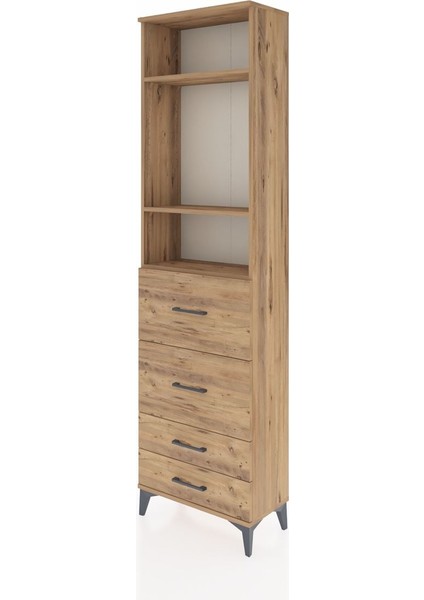 Arges Dolap 3 Raflı 4 Çekmeceli 60X30X221 Çam-Çam modelleri