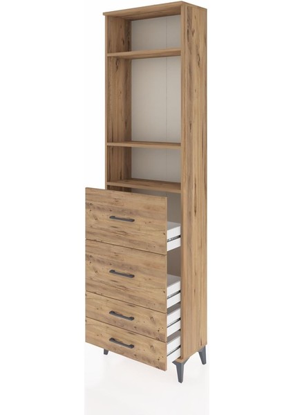 Arges Dolap 3 Raflı 4 Çekmeceli 60X30X221 Çam-Çam fırsatları