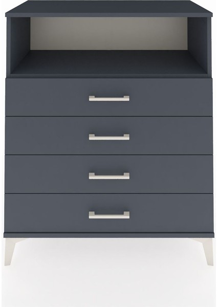 Hyperion Şifonyer Tek Raflı 4 Çekmeceli 88X44X106 Antrasit-Antrasit