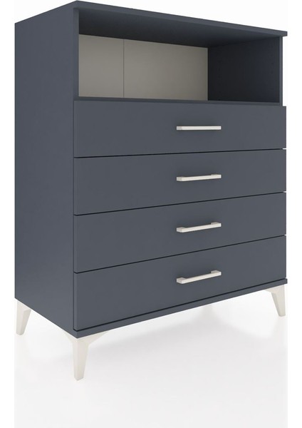 Hyperion Şifonyer Tek Raflı 4 Çekmeceli 88X44X106 Antrasit-Antrasit fiyatları