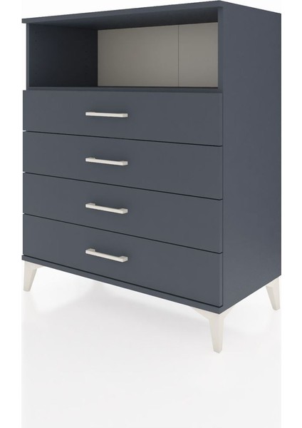 Hyperion Şifonyer Tek Raflı 4 Çekmeceli 88X44X106 Antrasit-Antrasit modelleri