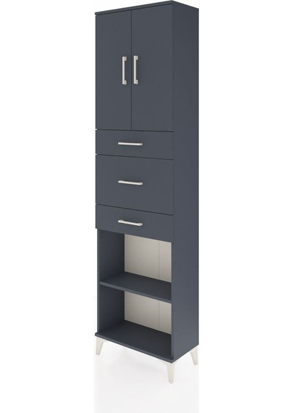 Arges Dolap 3 Raflı 3 Çekmeceli 2 Kapaklı 60X30X221 Antrasit-Antrasit modelleri