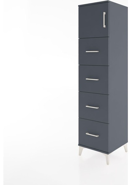 Hyperion Dolap Tek Raflı 4 Çekmeceli Tek Kapaklı 44X44X182 Antrasit-Antrasit modelleri