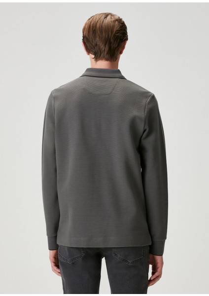 Comfort Fit Antrasit Polo Yaka Sweatshirt indirimleri