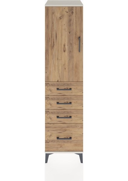 Hyperion Dolap 2 Raflı 4 Çekmeceli Tek Kapaklı 44X44X182 Aytaşı-Çam