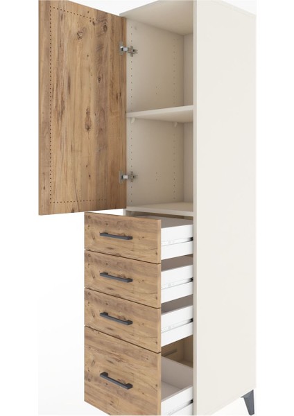 Hyperion Dolap 2 Raflı 4 Çekmeceli Tek Kapaklı 44X44X182 Aytaşı-Çam indirimleri