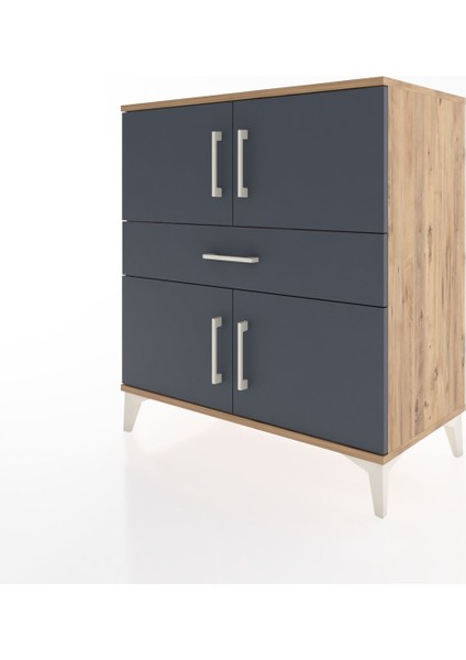 Hyperion Şifonyer 3 Raflı Tek Çekmeceli 4 Kapaklı 88X44X96 Çam-Antrasit modelleri