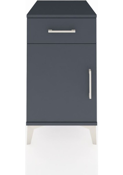 Kronos Komodin Tek Raflı Tek Çekmeceli Tek Kapaklı 44X59X80 Antrasit-Antrasit