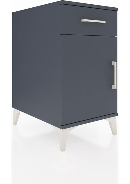 Kronos Komodin Tek Raflı Tek Çekmeceli Tek Kapaklı 44X59X80 Antrasit-Antrasit fiyatları