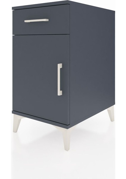 Kronos Komodin Tek Raflı Tek Çekmeceli Tek Kapaklı 44X59X80 Antrasit-Antrasit modelleri