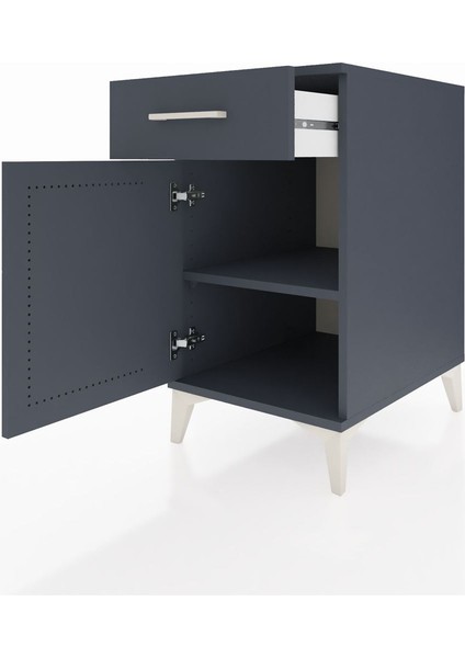 Kronos Komodin Tek Raflı Tek Çekmeceli Tek Kapaklı 44X59X80 Antrasit-Antrasit fırsatları