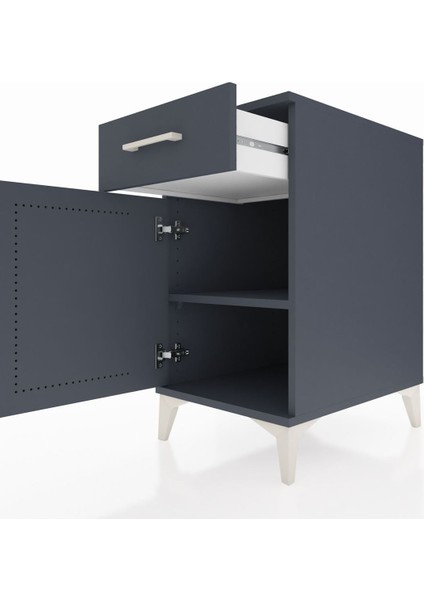 Kronos Komodin Tek Raflı Tek Çekmeceli Tek Kapaklı 44X59X80 Antrasit-Antrasit indirimleri