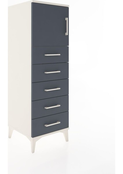 Hyperion Dolap Tek Raflı 5 Çekmeceli Tek Kapaklı 44X44X134 Aytaşı-Antrasit fiyatları