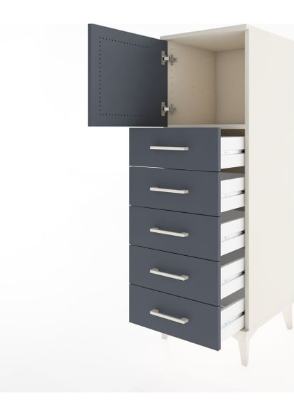 Hyperion Dolap Tek Raflı 5 Çekmeceli Tek Kapaklı 44X44X134 Aytaşı-Antrasit fırsatları