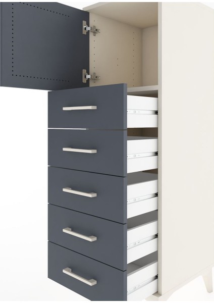 Hyperion Dolap Tek Raflı 5 Çekmeceli Tek Kapaklı 44X44X134 Aytaşı-Antrasit indirimleri